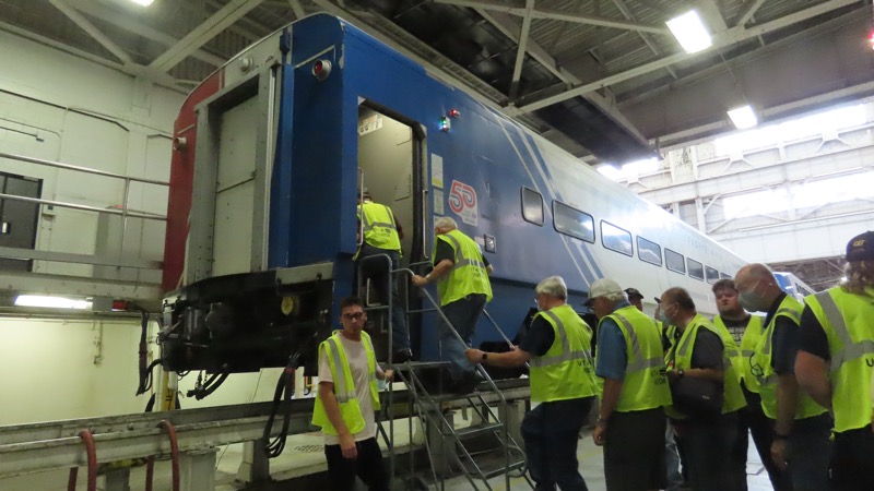 Entering the ex-New Jersey transit car refurbished by UTA.