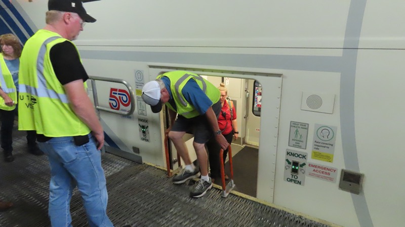 Entering the bi-level car with cab section